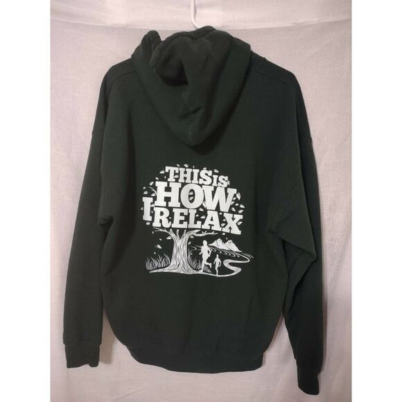 Mens Hoodie Sweatshirt Trail Runner Graphic Green Mens Size Large With Pocket - Picture 7 of 7